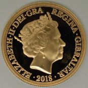 London Mint Office The Falklands Conflict gold double sovereign, in Perspex slab contained in deluxe