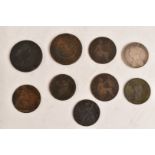 Coins and token including Gothic florin and a Birmingham and Neath Copper Company 1811 token
