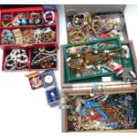 A collection of costume jewellery including bangles, necklaces, etc