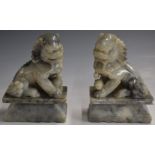 Pair of Chinese carved stone Dog of Fo figures, H19cm