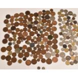 An amateur collection of sundry UK and overseas coinage, largely pre-decimal and pre-Euro,