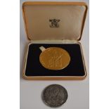 Royal Mint 58mm souvenir medal coin together with a 'piece of eight' museum copy
