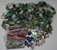 An agate and fluorite necklace by Jaeger, agate necklace, coral beads, agate beads, etc