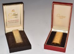 Cartier and Colibri gas retro gold plate lighters, both in original fitted boxes