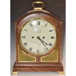 English mahogany double fusée bracket clock with 8inch enamelled Roman dial and movement backplate