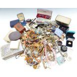 A collection of costume jewellery including necklaces, brooches, bangles, watches, etc