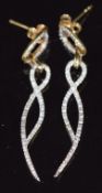 A pair of 9ct gold earrings set with diamonds, 2.1g