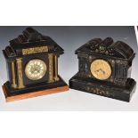 Two 19thC two train French slate mantel clocks, one by Marti, the other Japy Fères, in classical