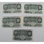 Five £1 notes 1928-1955 Mahon, Catterns, Peppiatt, Beale and O'Brien