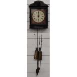 19thC cuckoo wall clock with painted Roman dial, floral decoration to spandrels, fluted decoration