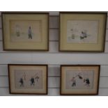 Four 19th/20thC Chinese watercolours on rice paper, largest 20 x 25cm