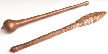 Two tribal clubs, L50cm