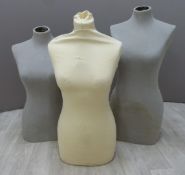 Three female shop display mannequins, height of tallest 75cm