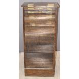 Vintage tambour fronted filing cabinet having drawers within, W48 x D38 x H107cm