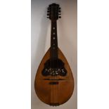 Giovanni De Meglio 19th/20thC bowl back mandolin with impressed table, labelled 1896 model 1(A),