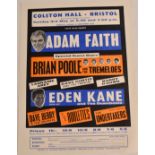 Colston Hall Bristol flyer for 3rd May 1964 advertising a concert featuring Adam Faith, Brian