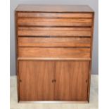 Retro mid-century modern two-part Danish rosewood stacking chest of four graduated drawers with