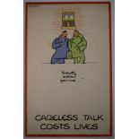 Fougasse (Cyril Kenneth Bird 1887-1965) original WW2 propaganda poster Careless Talk Costs Lives,