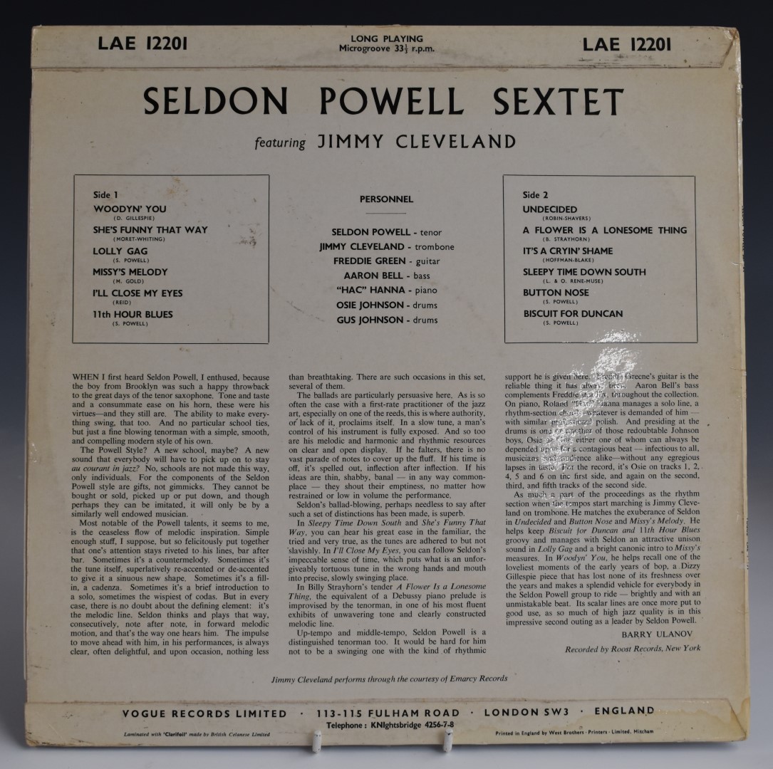 Seldon Powell Sextet - Seldon Powell Sextet (LAE12201) record appears EX with some wear to cover - Image 2 of 3