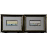 G. Galia pair of watercolours of Valletta harbour, Malta, both signed lower right 7 x 15cm, in
