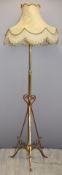 Arts and Crafts style brass and copper extendable standard lamp, H215cm