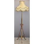 Arts and Crafts style brass and copper extendable standard lamp, H215cm