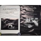 Two Joy Division posters Love Will Tear Us Apart and Closer, each 70 x 48cm