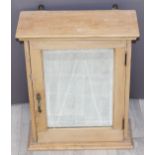 Pine bathroom or similar wall cabinet with bevelled mirror door, H51cm