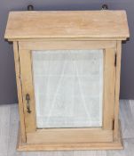 Pine bathroom or similar wall cabinet with bevelled mirror door, H51cm