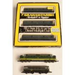 Three Graham Farish N gauge model railway locomotives and locomotive sets comprising Class 101