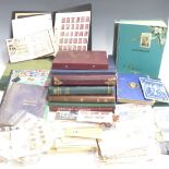 Eighteen various stamp albums including Mercury, Blue Lagoon, Ace, Britannia etc, some loose stamps,