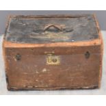 Vintage leather bound travelling case with Southern Railway and other labels, width 55cm
