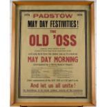 1974 Padstow May Day poster, Cornwall interest, 57 x 44cm