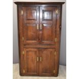19thC oak panelled corner cupboard, W112 x H198cm