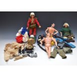 Five Action Man figures and a large collection of outfits and accessories including Deep Sea