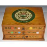 J & P Coats haberdashery drawers and contents, W31 x D23 x H16cm
