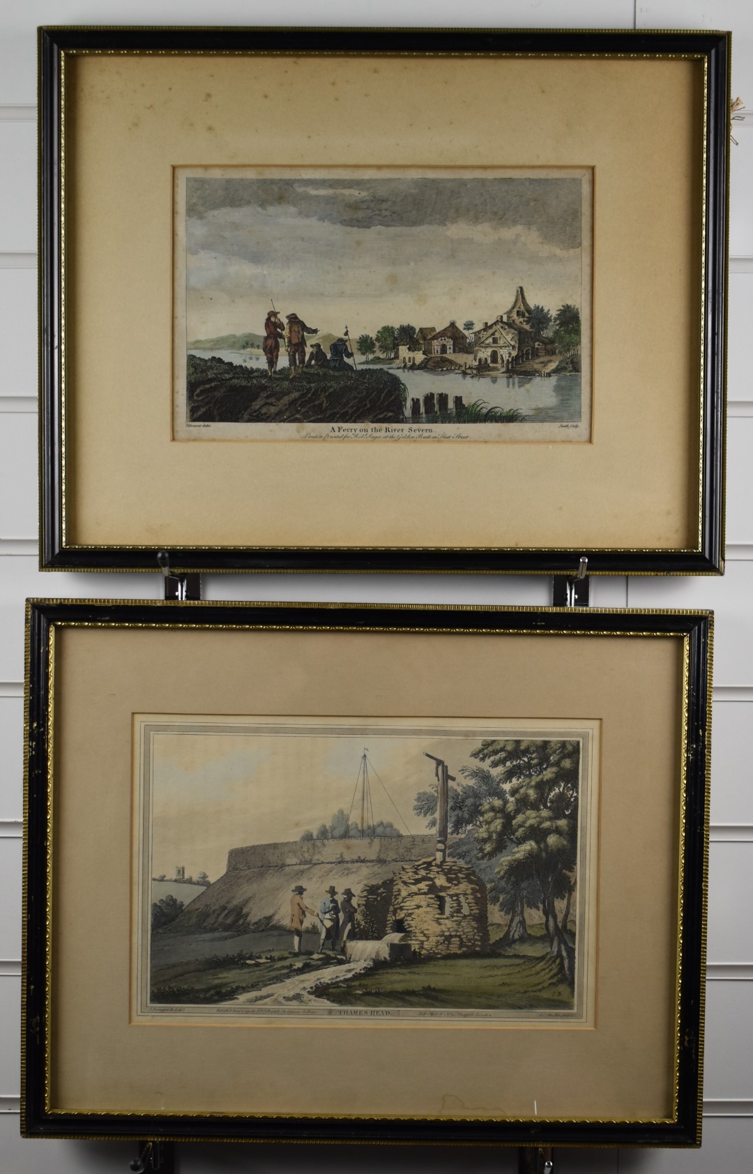Two 19thC prints 'Ferry on the Severn' and 'Thames Head', each approximately 20 x 30cm
