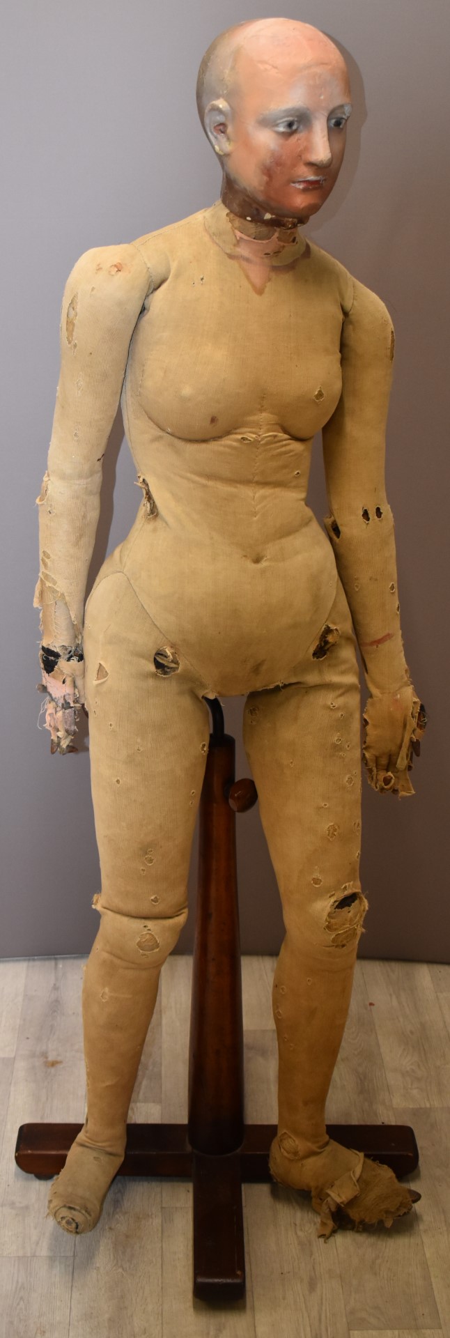 Victorian female lay figure / silent partner, possibly made to measure as constructed to ride side
