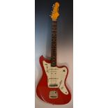 Alden Jazzcaster electric guitar in candy red finish