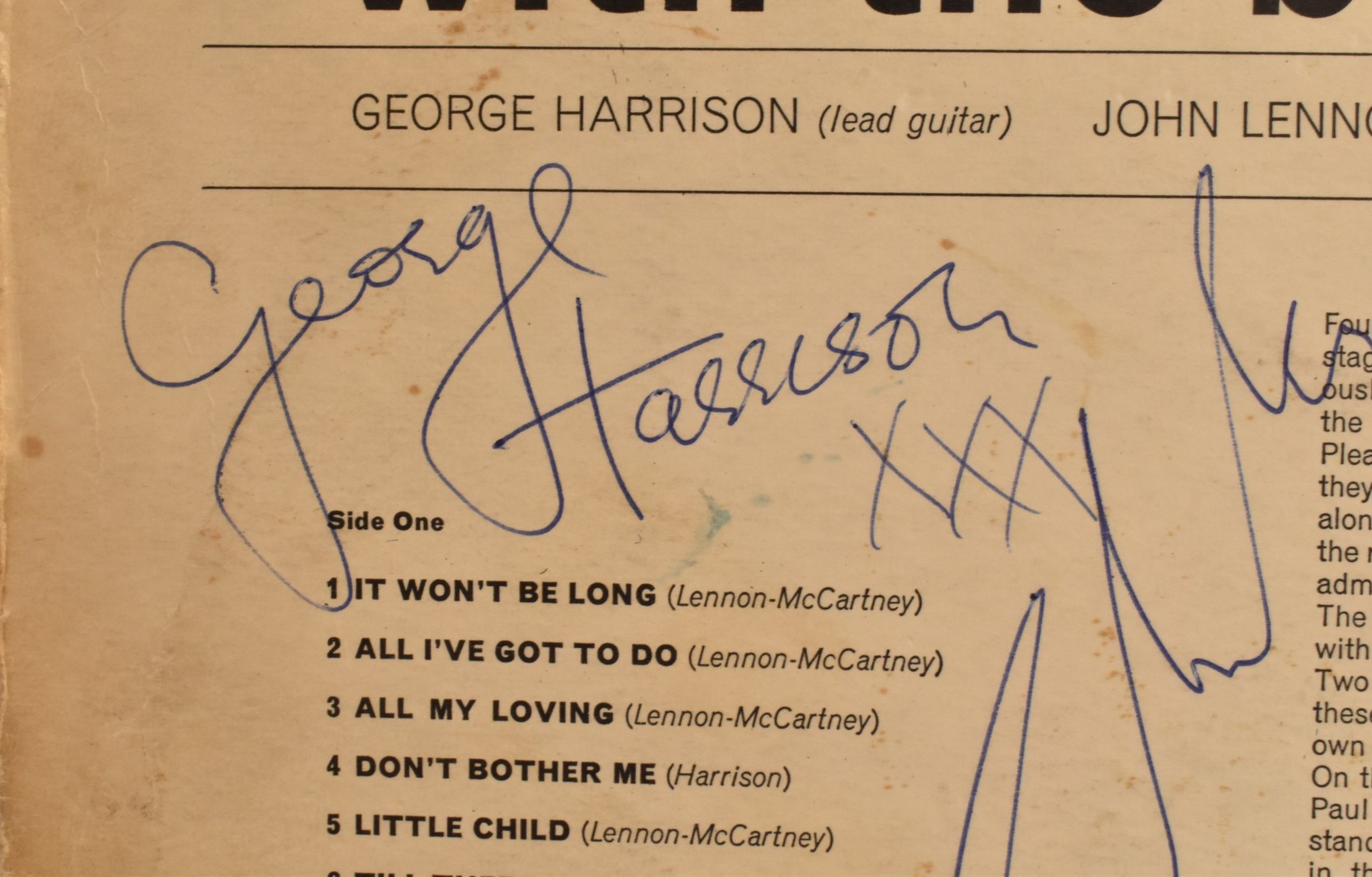 With The Beatles signed LP sleeve, autographed to the back by all band members comprising George - Image 3 of 6
