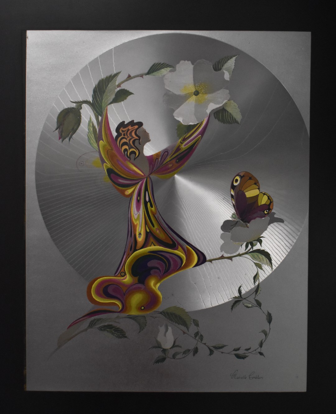 Pair of Michelle Emblem foil art pictures of fairies, 49 x 39cm - Image 5 of 11