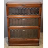 Globe Wernicke three section glazed mahogany bookcase, W86 x D32 x H120cm