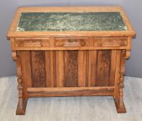 Victorian Davenport or desk with three drawers to front, four drawers to one end and cupboard to the