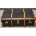 Ash-bound trunk with leather handles, W91 x D53 x H31cm