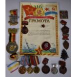 Small collection of commemorative medals including Russia, China and Belgium