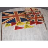 Richmond Regatta pennants and three Union Jack flags, tallest 204cm