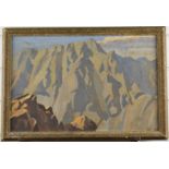 Theodore Howard Somervell, OBE, FRCS (British 1890-1975) oil on board mountain range, signed and