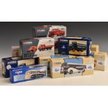 Thirteen Corgi Classics diecast model vehicles including 98462 Greyhound Lines Yellow Coach 743,