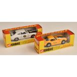 Two Corgi Whizzwheels diecast model vehicles including 377 Marcos 3 Litre and 303 Roger Clark's 3