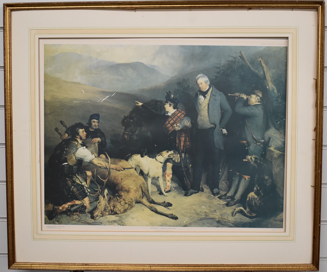 After Sir Edwin Landseer limited edition (148/300) print 'Death of a Hart in Glen Tilt', 49 x